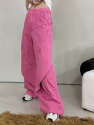 docys24春季限定粉色牛仔，长裤时尚个性，女裤设计感长裤直筒裤