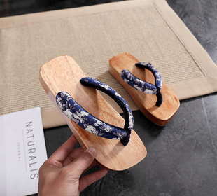 2020夏季日式木屐，高跟木鞋舟形实木拖鞋女式人字拖