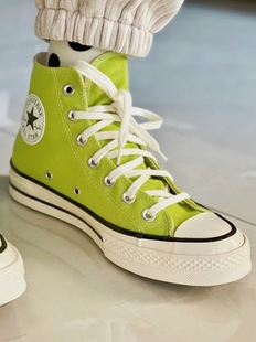 2023夏透气(夏透气)荧光，绿色1970帆布鞋高帮经典，学生情侣运动校园板鞋