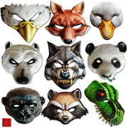 狐狸面具成人全脸男老鹰，熊猫浣熊恐龙，大猩猩熊万圣节动物头套儿童