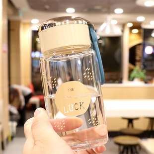 可爱韩版情侣透明玻璃杯，学生耐热便携简约水杯，儿童迷你单层小杯子