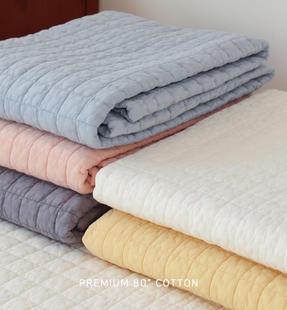 韩国床盖单件床单纯棉全棉，夹棉单人双人加厚绗缝，可机洗夏凉被两用