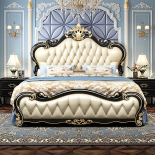 欧式全实木双人床1.8米真皮橡木雕花公主床法式婚W床豪华大欧主卧
