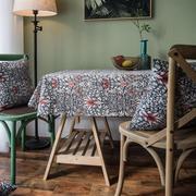 佩里斯印花桌布普罗旺草红棉麻美式乡村，餐桌布长方形家用客厅