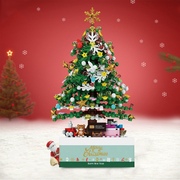 loz俐智圣诞树音乐盒，圣诞屋小颗粒，拼装玩具礼物八音盒创意潮玩