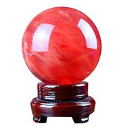 天然红色水晶球摆件原石客厅办公桌子店铺收银台鸿运当头开业送礼