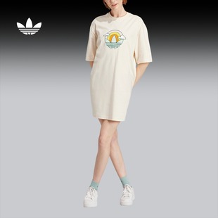 adidas Originals阿迪达斯三叶草女装宽松运动圆领短袖连衣裙