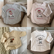 韩国婴幼童装纯棉卡通小熊长袖T恤 AOSTA可爱舒服百搭打底衫