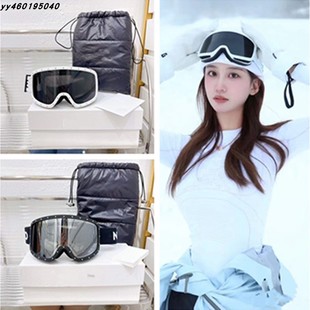 欧美滑雪眼镜超大框反光明，星网红个性，男女同款一体式防雾护目遮阳