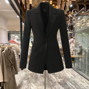 时尚一粒扣黑色显瘦小西装外套，女2024年春季新气质(新气质)免烫设计感西服