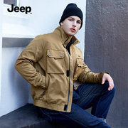 Jeep吉普夹克男士春季宽松翻领休闲运动男款上衣潮流防风冲锋外套