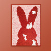 iloveu兔子拼图，裱框架金属简约窄边画框挂墙相框红白黑色边框