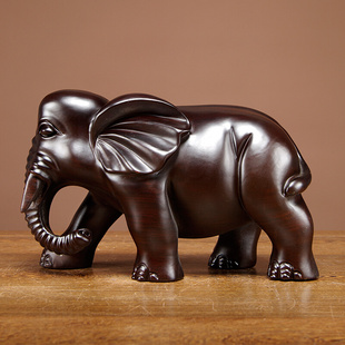 黑檀木大象雕刻摆件大号一对家居电视柜办公室装饰送礼红木工艺品