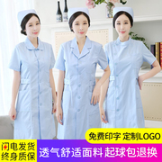 护士服短袖女夏装娃娃，领蓝大褂套装，圆领制服两件套蓝色长袖工作服