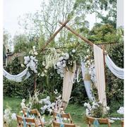 森系婚庆道具户外草坪婚礼布置田园复古原木拱门框架求婚布置装饰