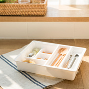 韩国进口橱柜抽屉收纳盒双层餐筷分格，整理盒桌面杂物塑料储物盒子