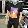 CK Calvin Klein男士夏季撞色字母LOGO印花纯棉圆领短袖T恤潮
