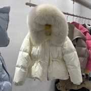 2023年冬季韩国东大门大毛领羽绒棉服女短款宽松收腰加厚外套