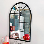 墙面装饰挂镜框欧式复古铁艺假窗镜壁饰圆弧窗户餐厅挂饰壁景客厅