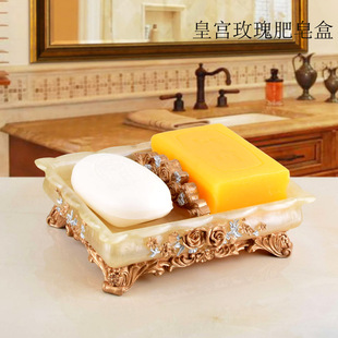 欧式树脂肥皂盒双层大号香皂盒沥水创意皂盘皂托卫生间复古肥皂盒