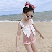  儿童幼儿泳衣女童小童连体泳装清新韩版可爱蝴蝶结泳衣