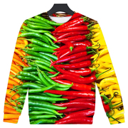 2023秋季款3d印花卫衣个性创意辣椒蔬菜，图案男女款圆领卫衣
