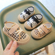 春季婴儿鞋幼儿软底学步鞋千鸟，格复古1一3岁小童帆布鞋女宝宝