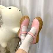 Cdollhandmade 粉色饼干鞋 qq乳胶鞋垫圆头编织牛筋底休闲板鞋