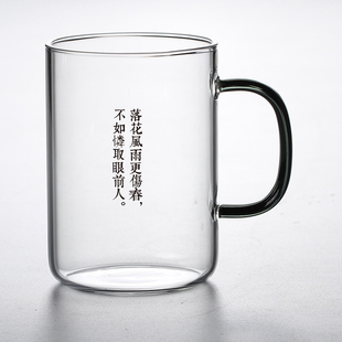 高硼硅耐高温泡茶杯 透明彩把手创意耐热玻璃杯家用水杯套装茶杯