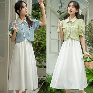 高中生气质裙子夏时尚韩版甜美少女初中学生小清新套装连衣裙