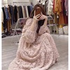 AMT 小香风高级感长裙子2023春季法式轻熟御姐气质粉色连衣裙