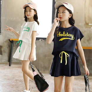 女童套裙夏季儿童运动短袖裙子，网球衣服亲子，母女姐妹洋气两件套裙
