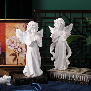 欧式少女天使树脂雕塑摆件复古家居客厅酒柜装饰品桌面工艺品礼物