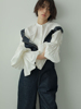junna日本设计师复古宫廷风糖果灯笼袖长袖纯棉衬衫白色长衬衣女