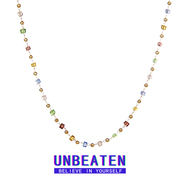 unbeaten彩色水晶串珠项链女锁骨，链小众设计感简约颈链2024年
