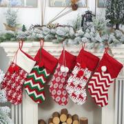 圣诞节装饰品针织圣诞袜礼物袋挂饰儿童糖果袜袋场景布置挂件