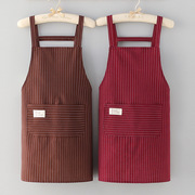 棉布围裙女夏季薄款大众家用时尚服士厨房网红专用围腰印制工作服