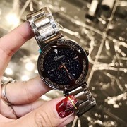 钢带款个性镜面水钻表带手表女时尚不锈钢石英皮带款国产腕表