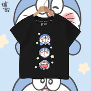 哆啦A梦叮当猫卡通动画搞怪趣味短袖T恤衫男女儿童装学生宝宝半袖