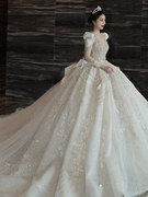 法式婚纱2023新娘重工奢华大拖尾高级质感小个子主纱2022夏季