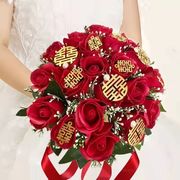中式婚礼新娘手捧花，手捧花复古婚纱，摄影道具仿真手捧花束求婚