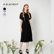 自然元素黑色法式雪纺连衣裙女中长款新中式赫本风长裙设计感2024