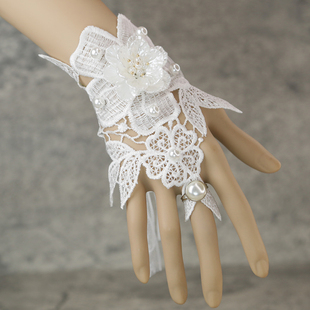 蕾丝手链复古宫廷花朵，优雅哥特风时尚气质，女款连戒指挡疤手饰品