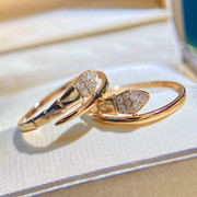 18K金小灵蛇钻石戒指 小众设计18K金小巧精致白纯金个性女士