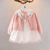 童装女童长袖两件套洋气套装1-3岁女宝宝针织衫套装婴儿秋天衣服2