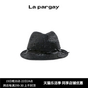 Lapargay纳帕佳2024夏季女装黑色帽子时尚流行休闲涂层草帽潮