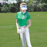 zg6高尔夫服装女球服女装，夏季绿色短袖速干t恤翻领上衣白色裤裙子