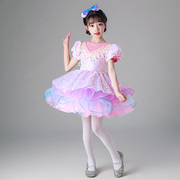 六一儿童蓬蓬纱裙演出服紫色可爱公主，女童幼儿园舞蹈连衣裙表演服