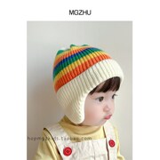 男女宝宝婴儿毛线帽子可爱超萌秋冬季2023加厚护耳儿童防风帽