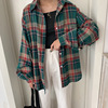 930083韩版ulzzang复古磨毛，长袖衬衫早春原宿个性格子宽松外套女